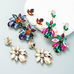 Mode farbige DiamantSerie mehrschichtige Legierung diamantbesetzte geometrische Blumenohrringe aus Glasdiamantpicture10