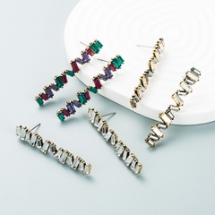 Fashion color diamond series personality design alloy rhinestone wavy earrings