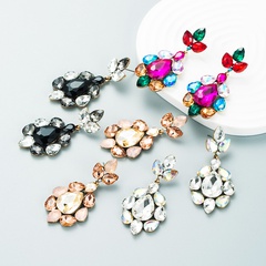 Fashion color diamond series alloy glass diamond earrings trendy earrings