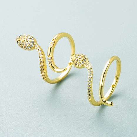 Tendencia lindo nuevo anillo de bobinado en forma de serpiente de circón con micro incrustaciones de cobre ins anillo abierto de viento frío NHLN493955's discount tags