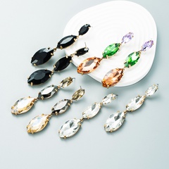 Fashion color diamond series alloy diamond multi-layer willow leaf glass diamond earrings