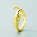 European and American fashion copperplated gold microinlaid zircon geometric snake snake ringpicture12