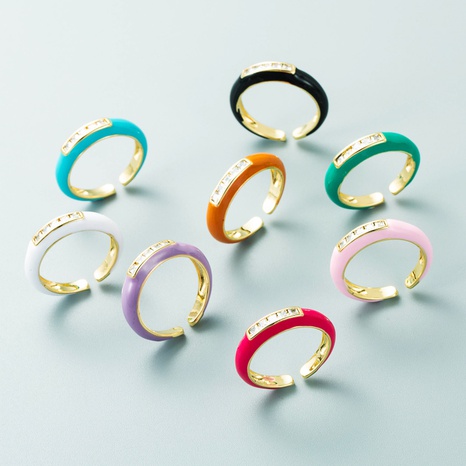 tendencias de la moda de un solo producto anillo de color de circón con micro incrustaciones de cobre anillo abierto salvaje simple NHLN493948's discount tags