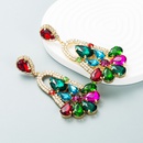 Fashion Color Diamond Series Alloy Rhinestone Geometric Flower Earrings Exaggerated Earringspicture12