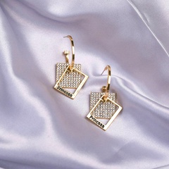 Exaggerated geometric square full diamond big earrings fashion personality temperament ear jewelry
