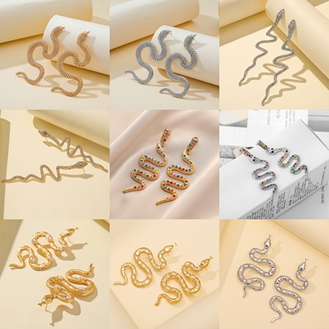 fashion metal exaggerated snake earrings ins cold wind trend hip hop snake earrings wholesale's discount tags
