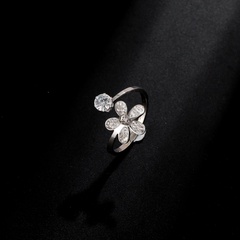 Simple lucky four-leaf clover titanium steel ring wholesale