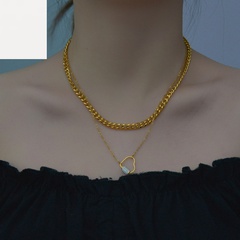 Fashion double-layer love necklace niche heart-shaped clay clavicle chain personality necklace