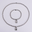 jewelry wholesale classic stainless steel romantic love lock bracelet necklace setpicture10