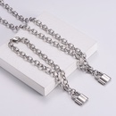 jewelry wholesale classic stainless steel romantic love lock bracelet necklace setpicture11