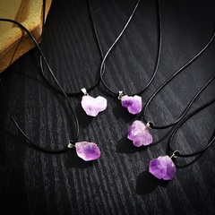 Crystal stone pendant necklace wholesale natural amethyst stone cluster gravel necklace
