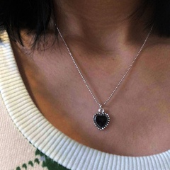 Fashion thick chain necklace punk necklace black heart-shape alloy necklace
