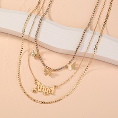 fashion catch chain tassel butterfly letter Angel multi-layer necklace