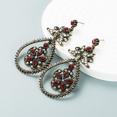 European and American new style retro alloy hollow long exaggerated earrings wholesale