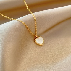 Fashion pearl titanium steel necklace heart-shape titanium steel necklace