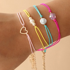 Bracelet Wax Line Ensemble de Bracelets Pendentif Coeur Perle