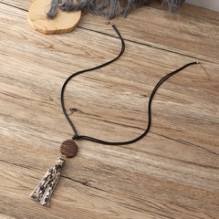 Creative Women's Necklace Wooden Tassel Pendant Sweater Chain