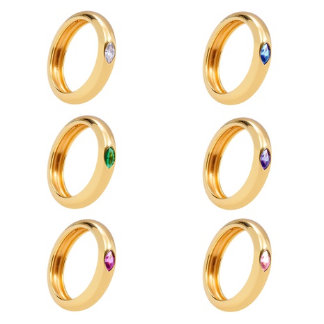 European and American inlaid multicolor zircon 18k gold-plated smooth copper ring NHFAY493327's discount tags
