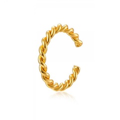 simple 18k gold copper threaded circle C-shaped ear bone clip
