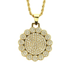 Fashion men's diamond-studded sunflower alloy necklace
