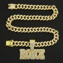 Personality full diamond threedimensional letter Cuban chain alloy necklacepicture9