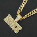 Personality full diamond threedimensional letter Cuban chain alloy necklacepicture10