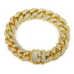 European and American jewelry diamond-studded square buckle two-color bracelet