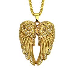 Fashion angel wings diamond pendant alloy necklace wholesale