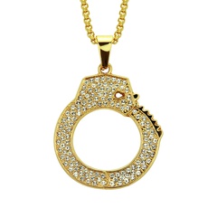 Fashion diamond-studded personality handcuffs pendant necklace