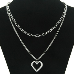Fashion double-layer heart-shape titanium steel pendant necklace
