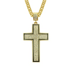 Fashion painting oil inlaid diamond cross alloy necklace