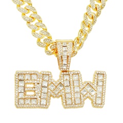 Fashion creative stitching full diamond letter pendant necklace wholesale
