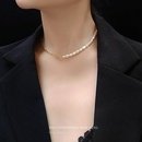 European and American freshwater pearl clavicle titanium steel material plated 18K necklacepicture9