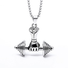 Men's titanium steel weightlifting dumbbells necklace 60cm