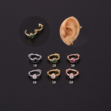 Mini ear buckle simple and colorful single zircon ear bone ring Japanese and Korean fashion piercing earrings single NHEN493721's discount tags