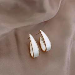new drip glaze black white U-shaped earrings