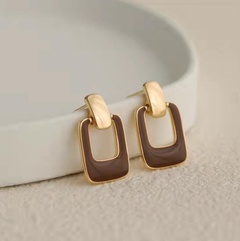 2021 new trendy earrings square hollow drop oil simple earrings