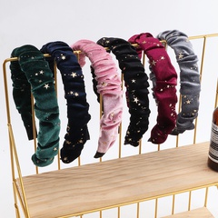 Bandeau en velours à pli simple coréen à la mode Bandeau en tissu à larges bords de couleur unie