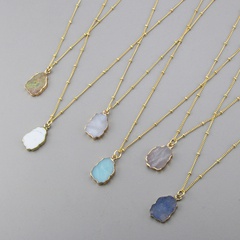 New color natural stone necklace irregular smooth natural stone pendant female