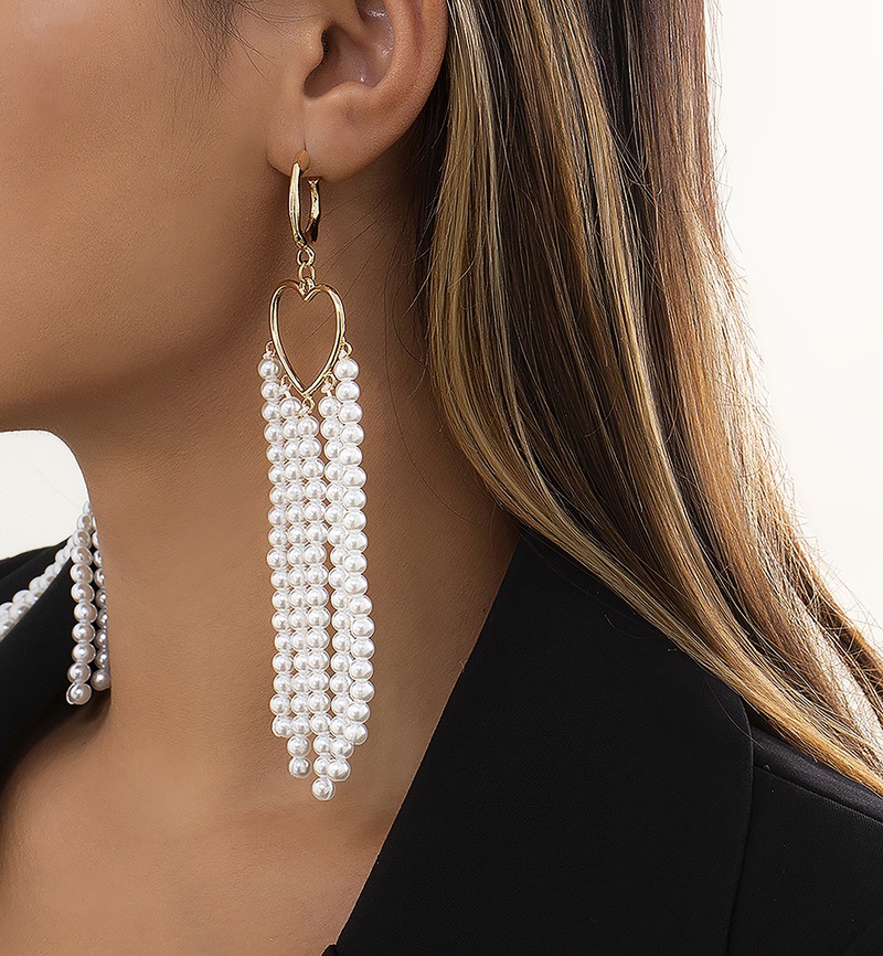 European and American jewelry retro imitation pearl tassel earrings