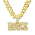 Personality full diamond threedimensional letter Cuban chain alloy necklacepicture13