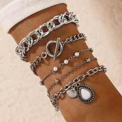 European and American jewelry imitation gemstone pearl chain bracelet five-piece set