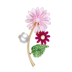 Korean new pink flower brooch creative fashion alloy oil drip flower brooch wholesale
