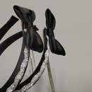 Korean headdress fake earrings diamond shiny twist temperament tassel black bow headbandpicture11