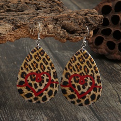 new water drop shaped double-sided leopard print leather earrings wholesale