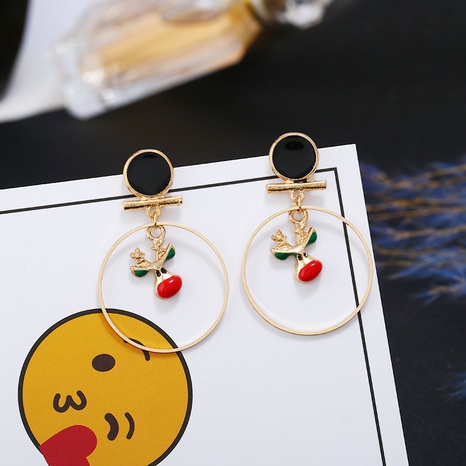 Korean cute Christmas reindeer earrings big circle long earrings wholesale's discount tags