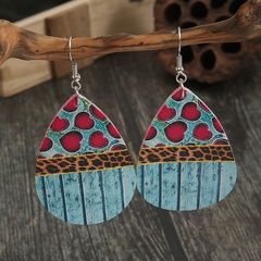 new Valentine's Day series retro drop-shaped leopard print leather earrings