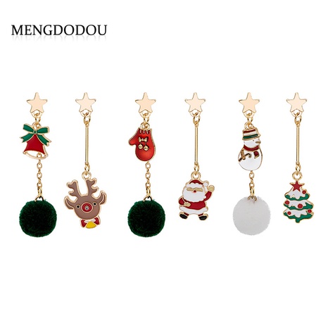 European and American new Christmas cartoon plush tassels earrings wholesale's discount tags