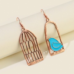 European and American asymmetrical alloy earrings creative bird cage long pendant earrings