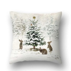 Animal and snow landscape linen print pillowcase